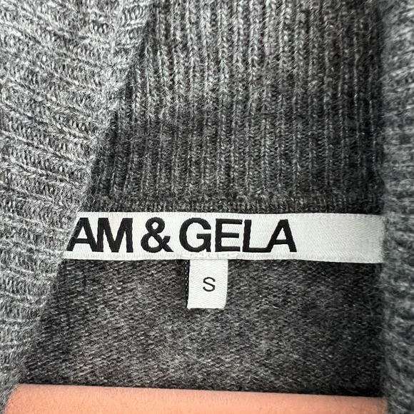 Pam & Gela Gray Destroyed Cashmere Blend Turtleneck Sweater Size S - Picture 3 of 10